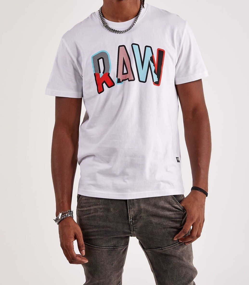 G-STAR RAW T Shirt White Multicolor Logo Short Sleeve Men’s XL NWT