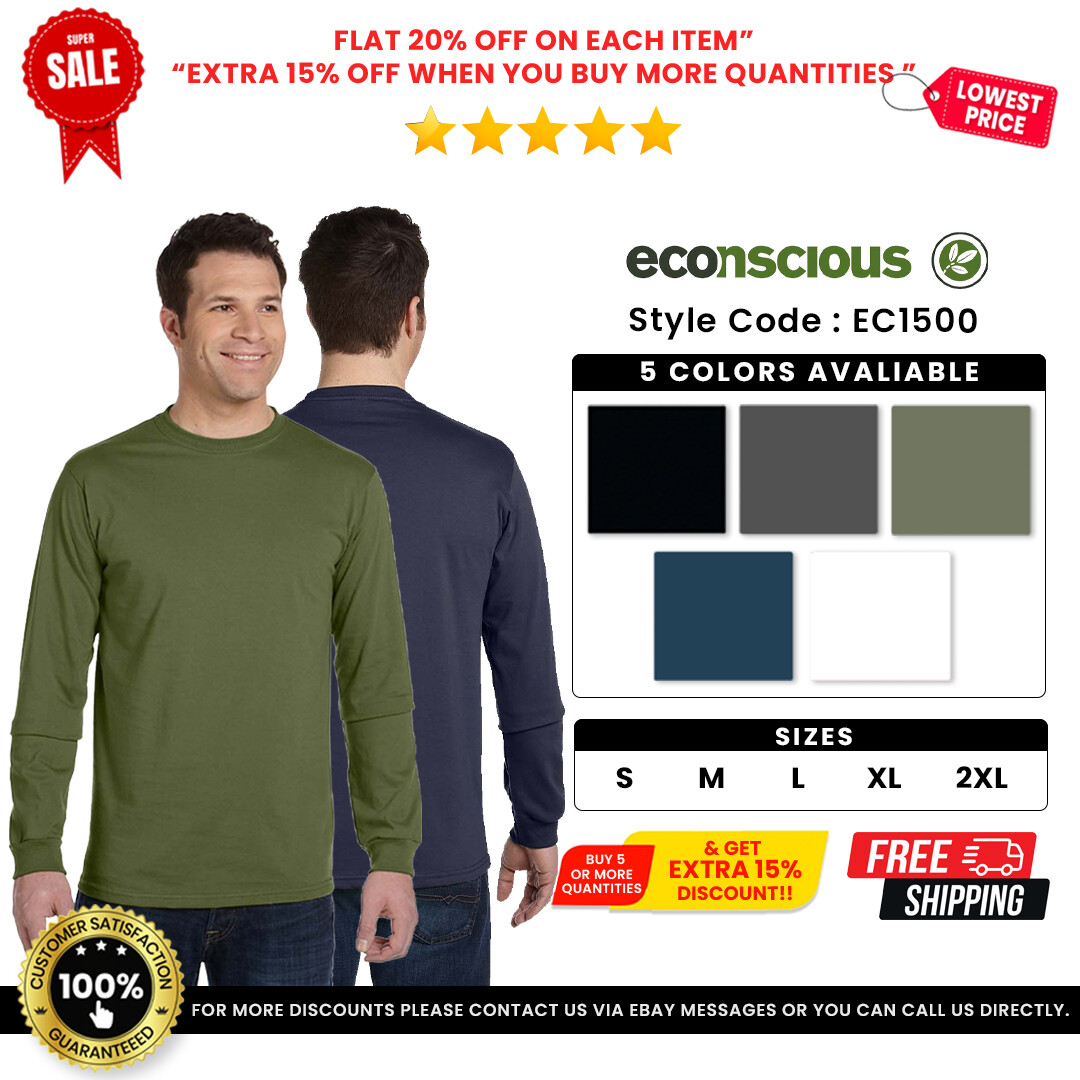 Econscious EC1500 Men&rsquo;s Organic Ringspun Cotton Long Sleeve Tee Classic T-Shirt