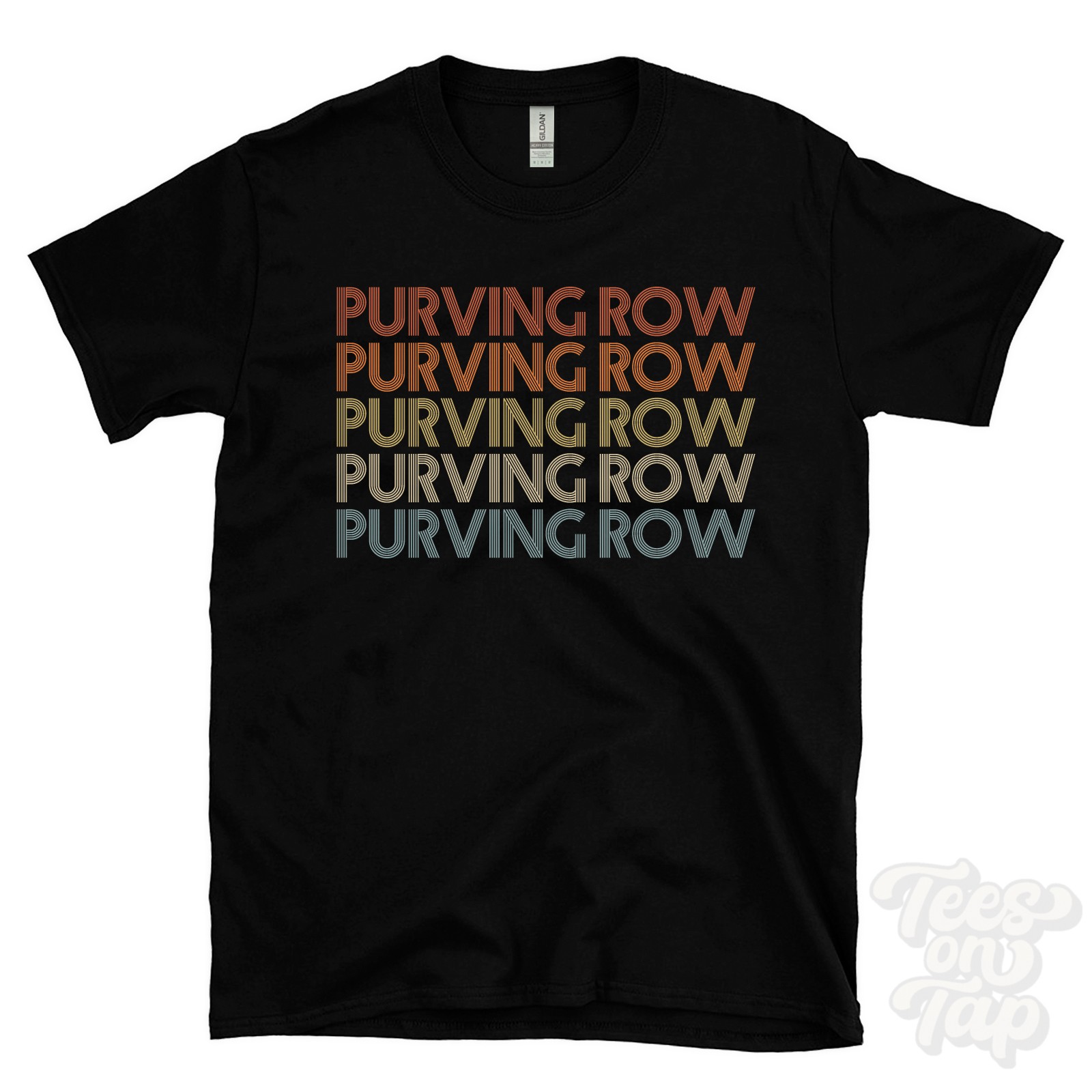 PURVING ROW REPEATED RETRO STYLE T-SHIRT mens & womens uk place name gift