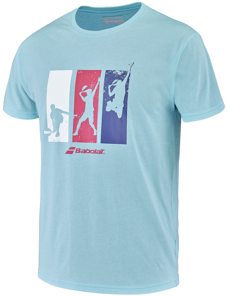 Babolat Padel T-Shirt Cotton Tee Men Short-Sleeved Sport blue 6MS23441 4096 SALE