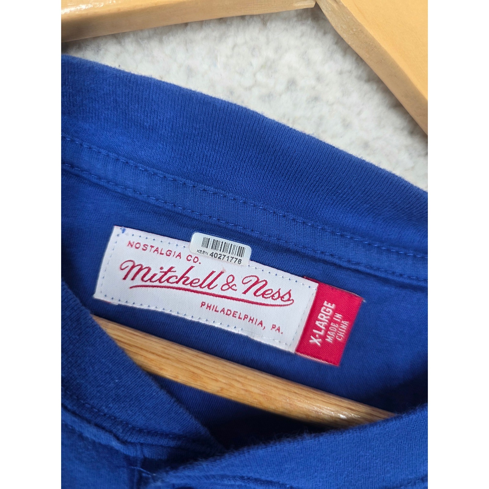 Mitchell Ness Chicago Cubs Henley Shirt Mens XL Blue Grey 3/4 Sleeve AJ18005