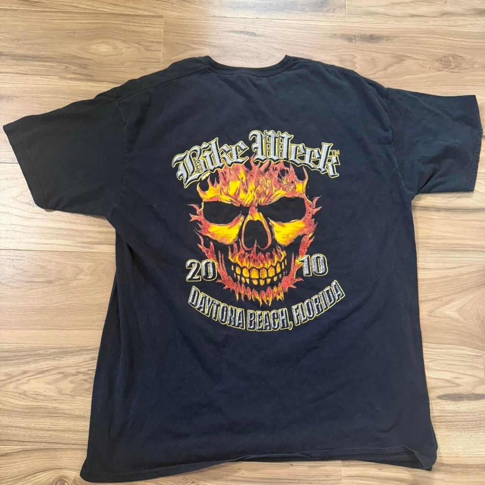 2010 Daytona Beach Bike Week flaming skull graphic Size XL