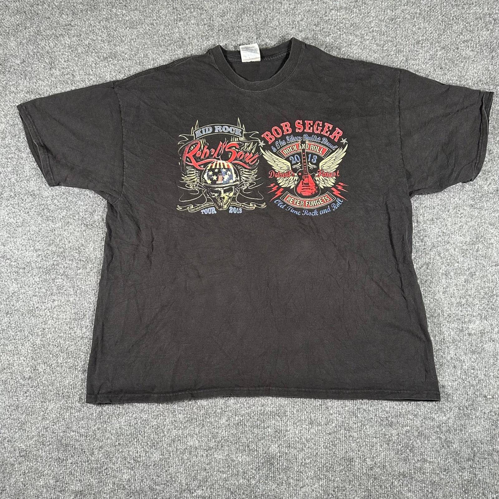 Port and Company T-Shirt Mens 2XL Black 2013 Bob Seger Kid Rock Tour Graphic