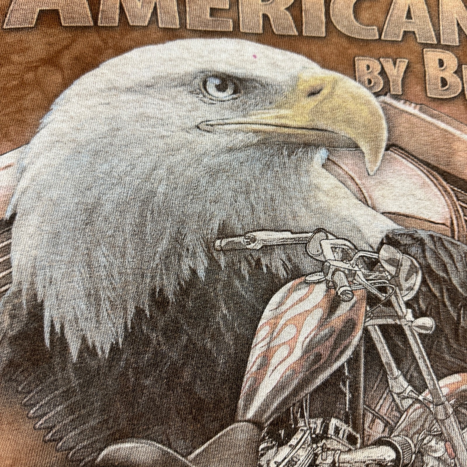 2015 Mountain Jo American by Birth Biker by Choice T-Shirt 2XL Brown Tie Dye