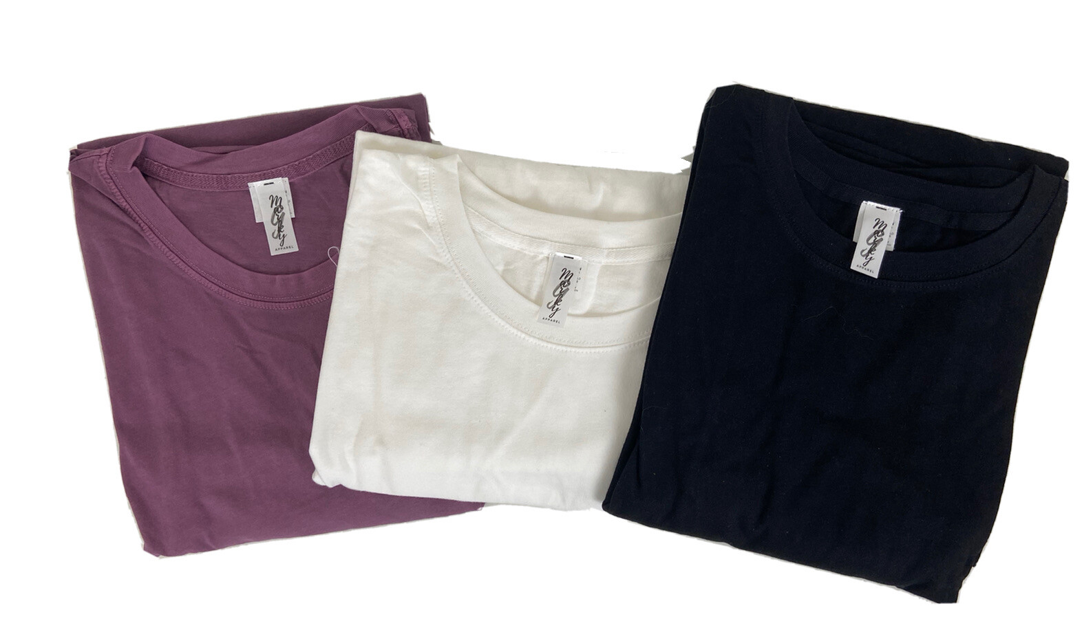 Marky G Adult 3XL T-Shirt 3 Pk Black White Purple Short Sleeve Crew Neck Cotton