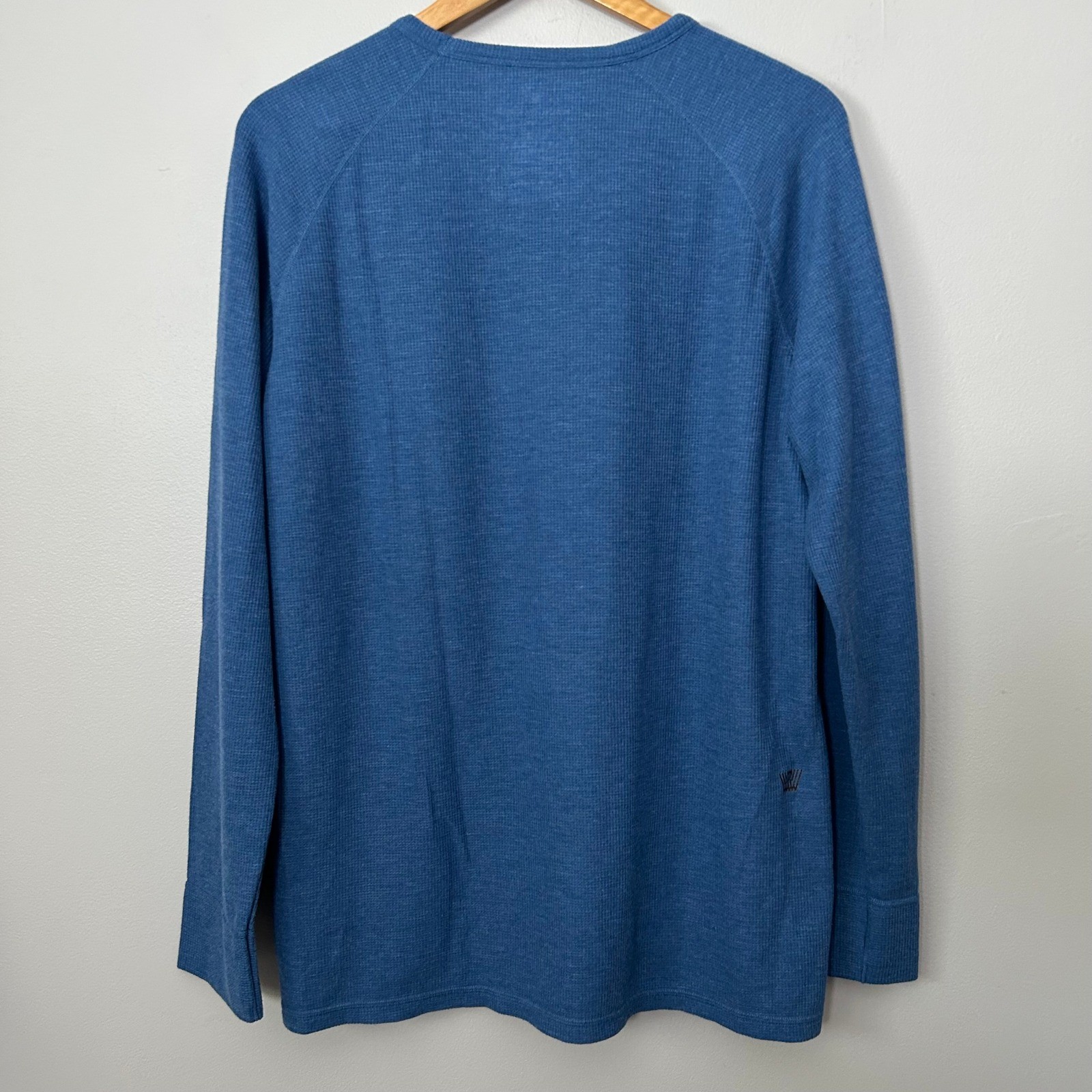 Mack Weldon Shirt Men XL Blue Waffle Knit Thermal Wool Blend Long Sleeve Stretch
