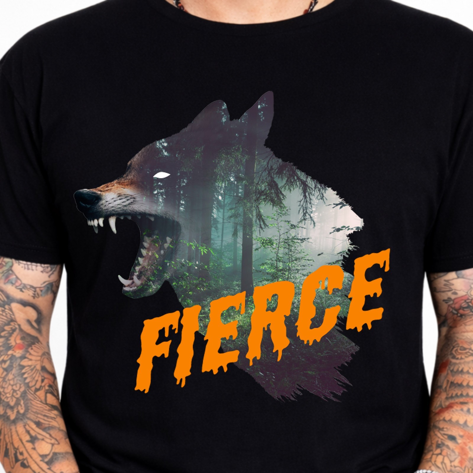 Fierce Wolf Tee Wild Animal Forest Nature Wolves Howling Graphic Wolf Pack Gift.