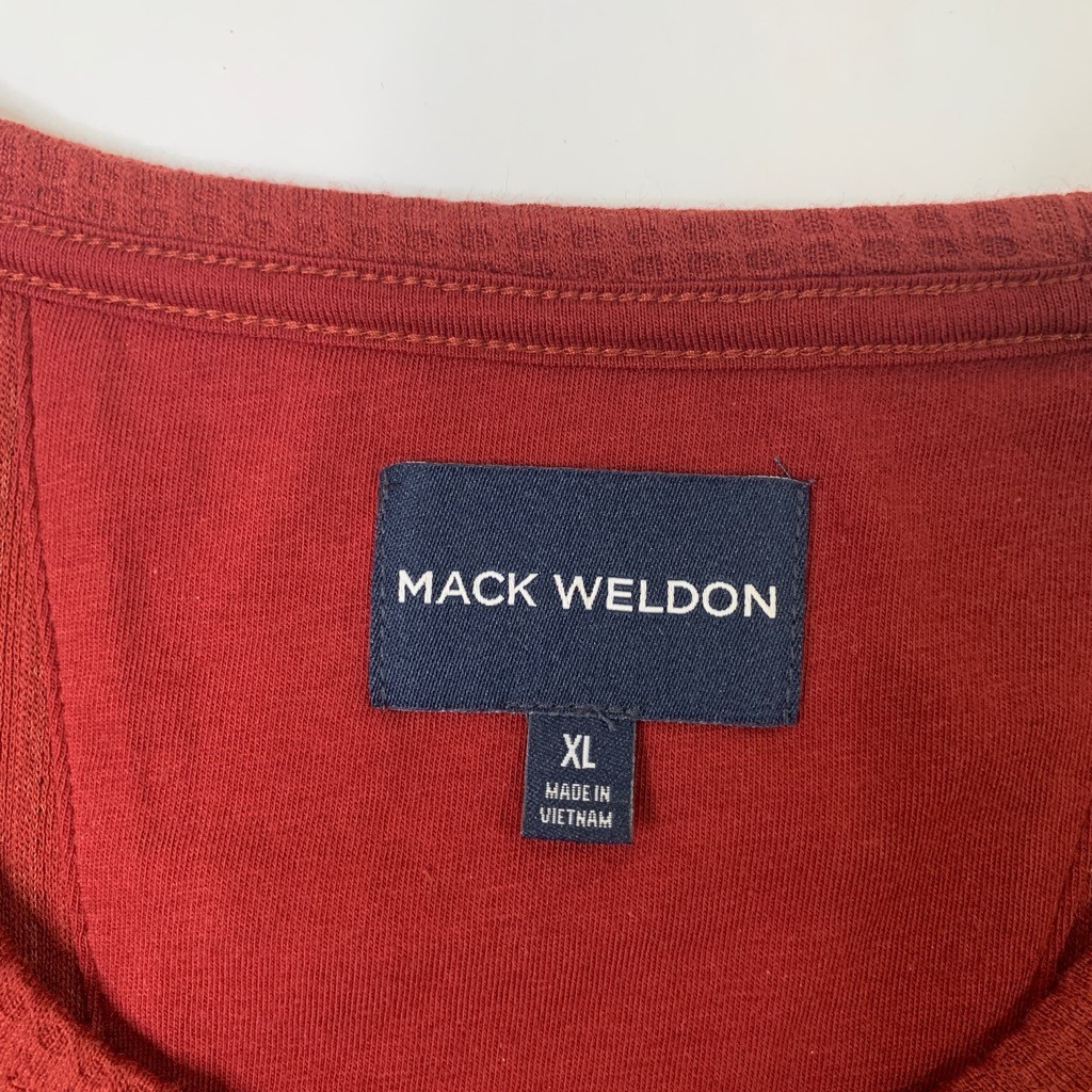 Mack Weldon Shirt Mens Extra Large Ruby Waffle Knit Stretch Cotton Blend Thermal