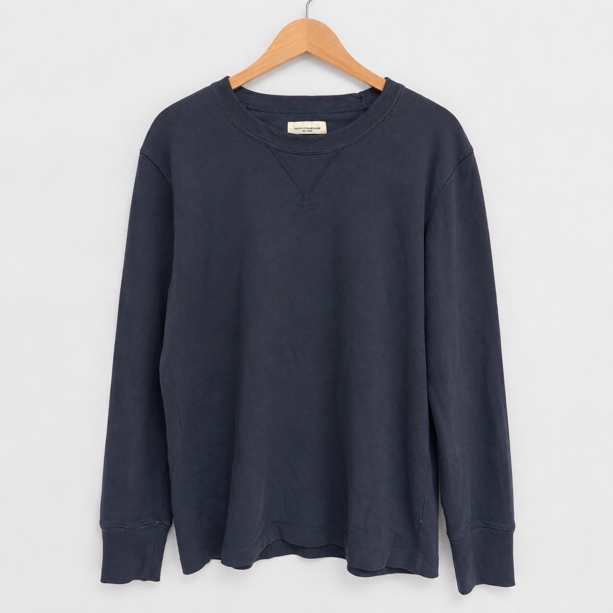 Buck Mason Field Spec Rugby Crew Medium Long Sleeve Heavyweight Cotton Tee Blue
