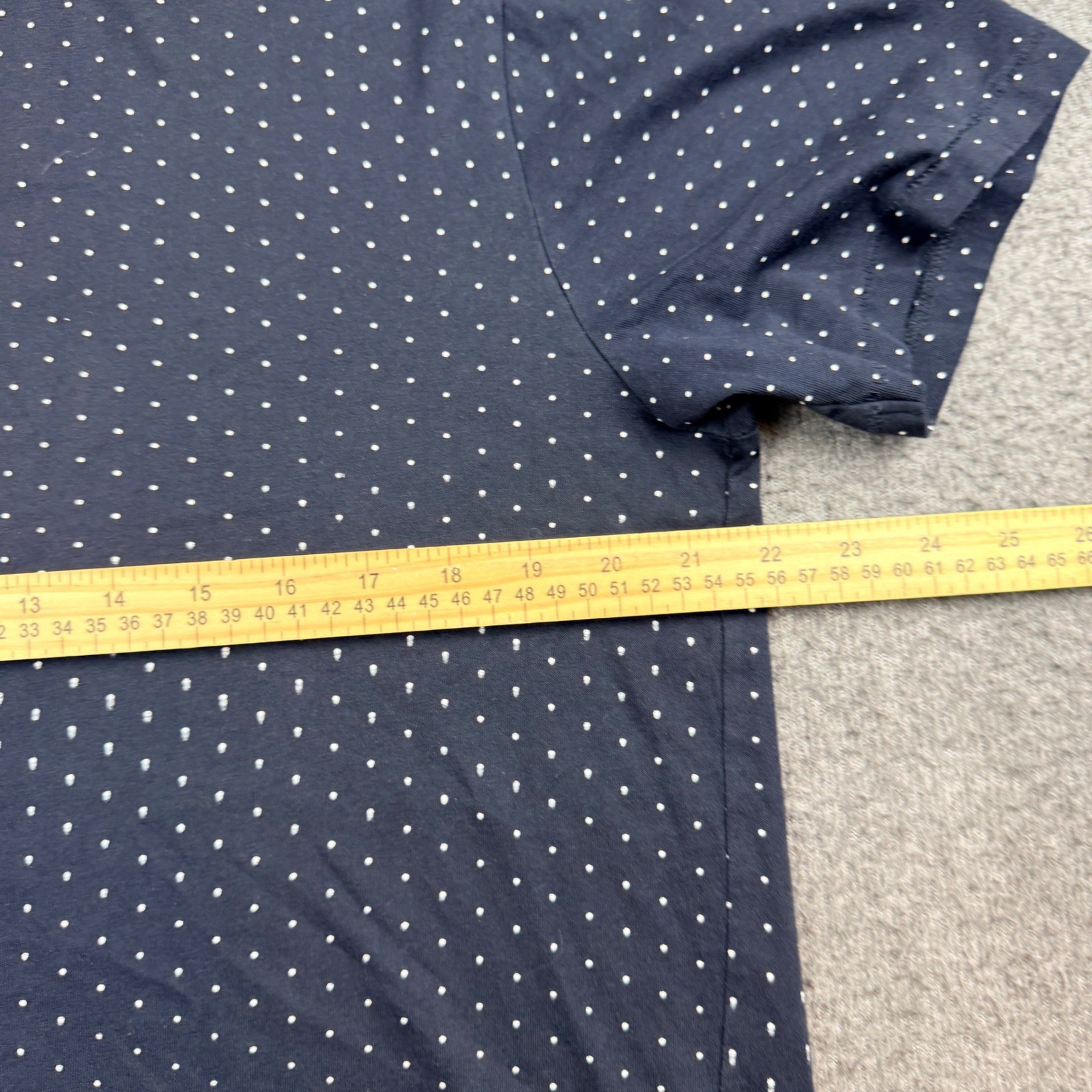 Denim & Flower Ricky Singh T-Shirt Men&rsquo;s Large Navy Blue Polka Dot Short Sleeve