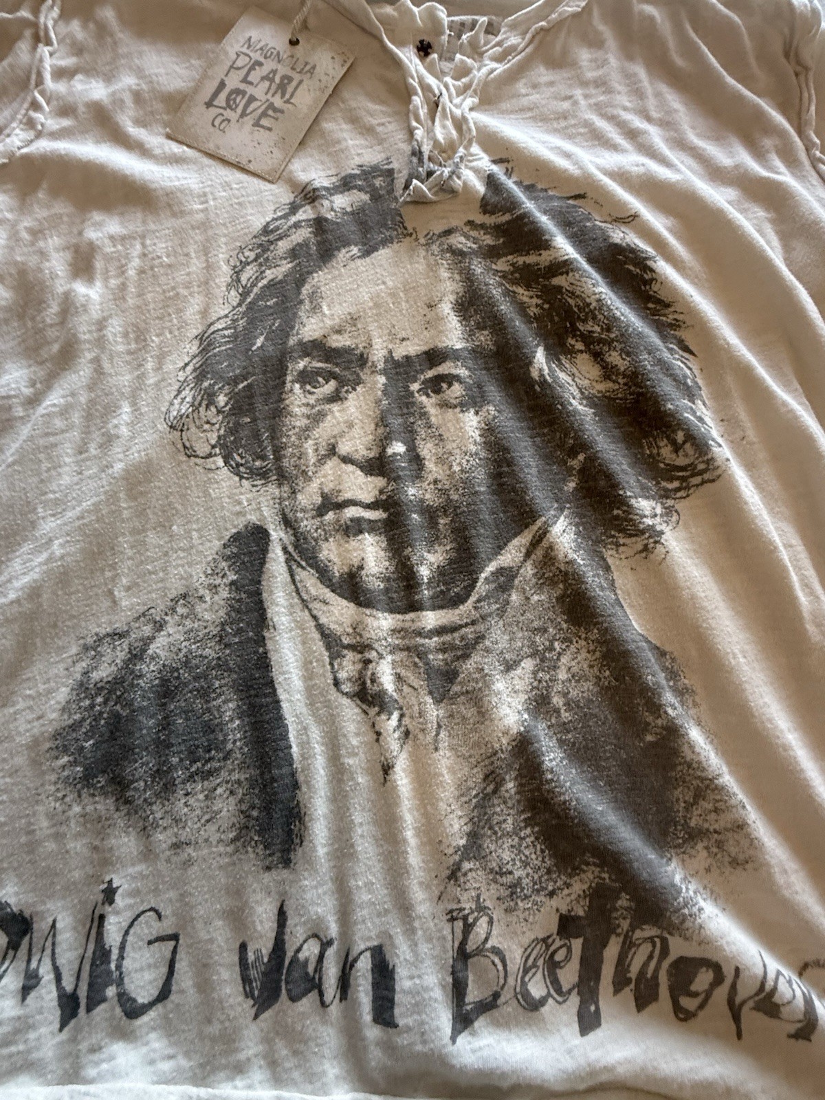 Magnolia Pearl Love Supply Co. Beethoven Cotton Henley Graphic Tee