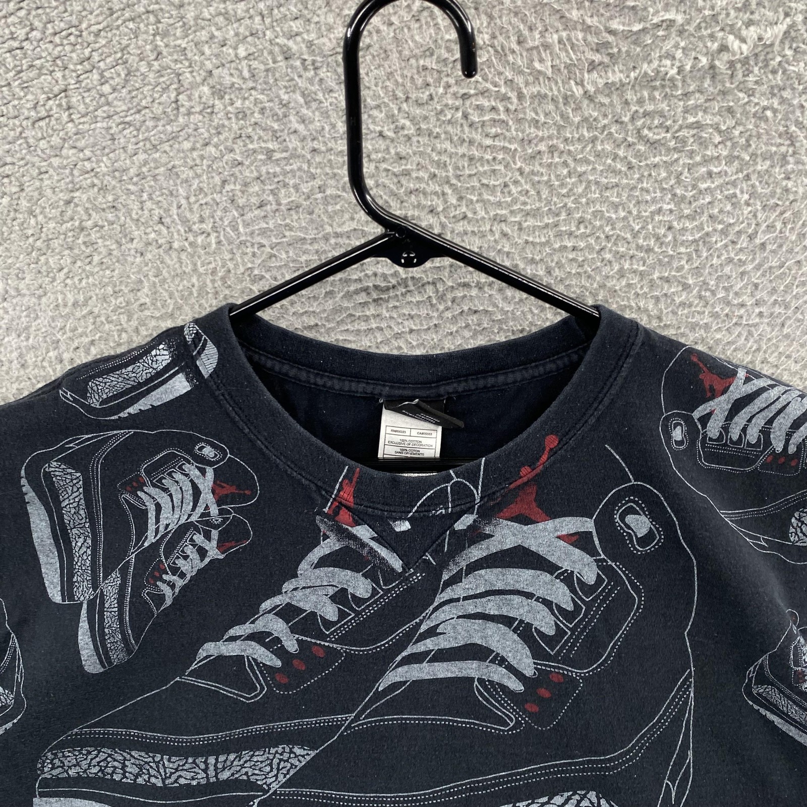 VINTAGE Nike Jordan Shirt Mens XL Black Cement Jordan 3 All Over Print Sneaker