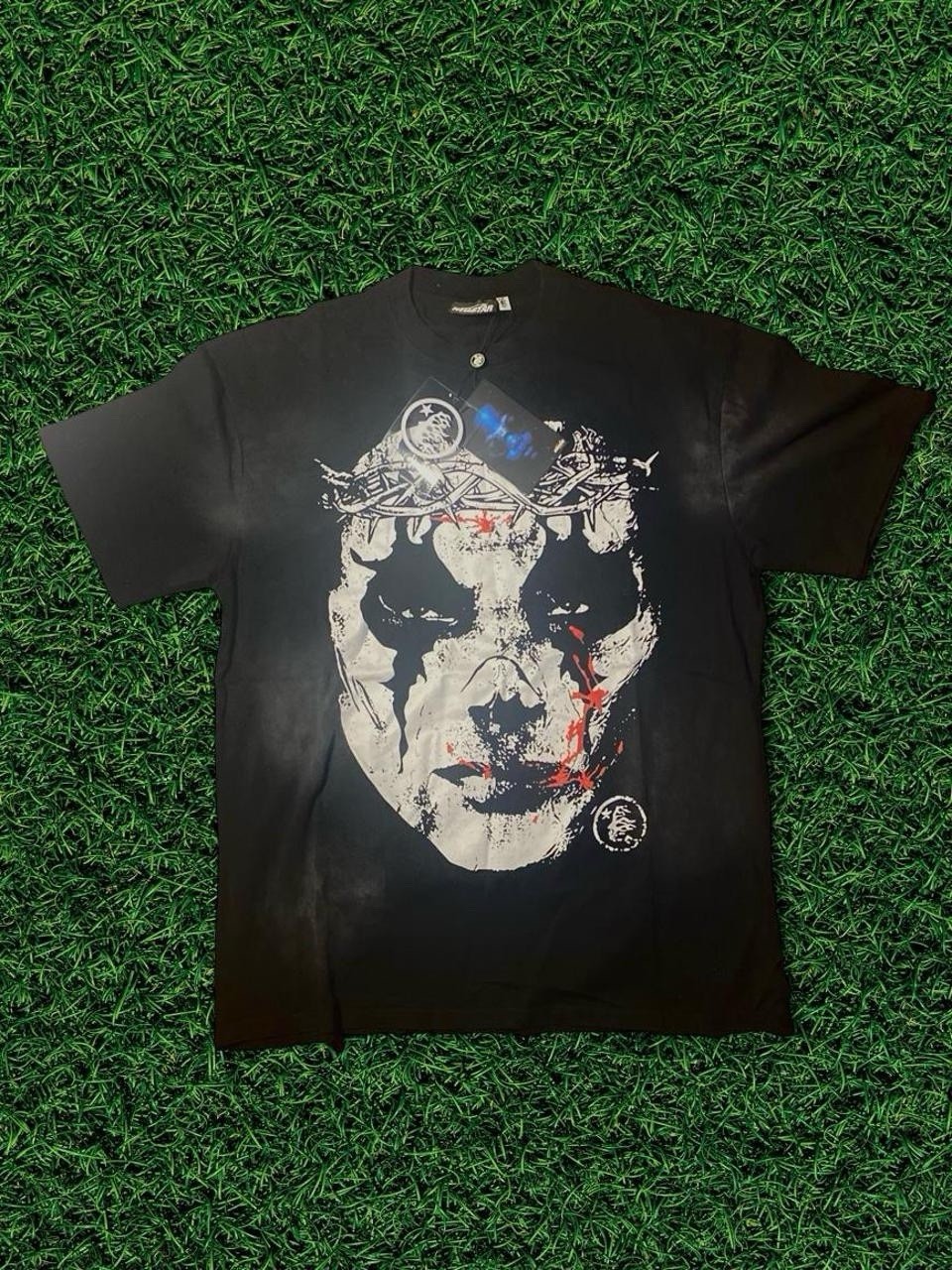 Hellstar Men&rsquo;s Black Graphic Print Crew Neck Short Sleeve T-Shirt Logo