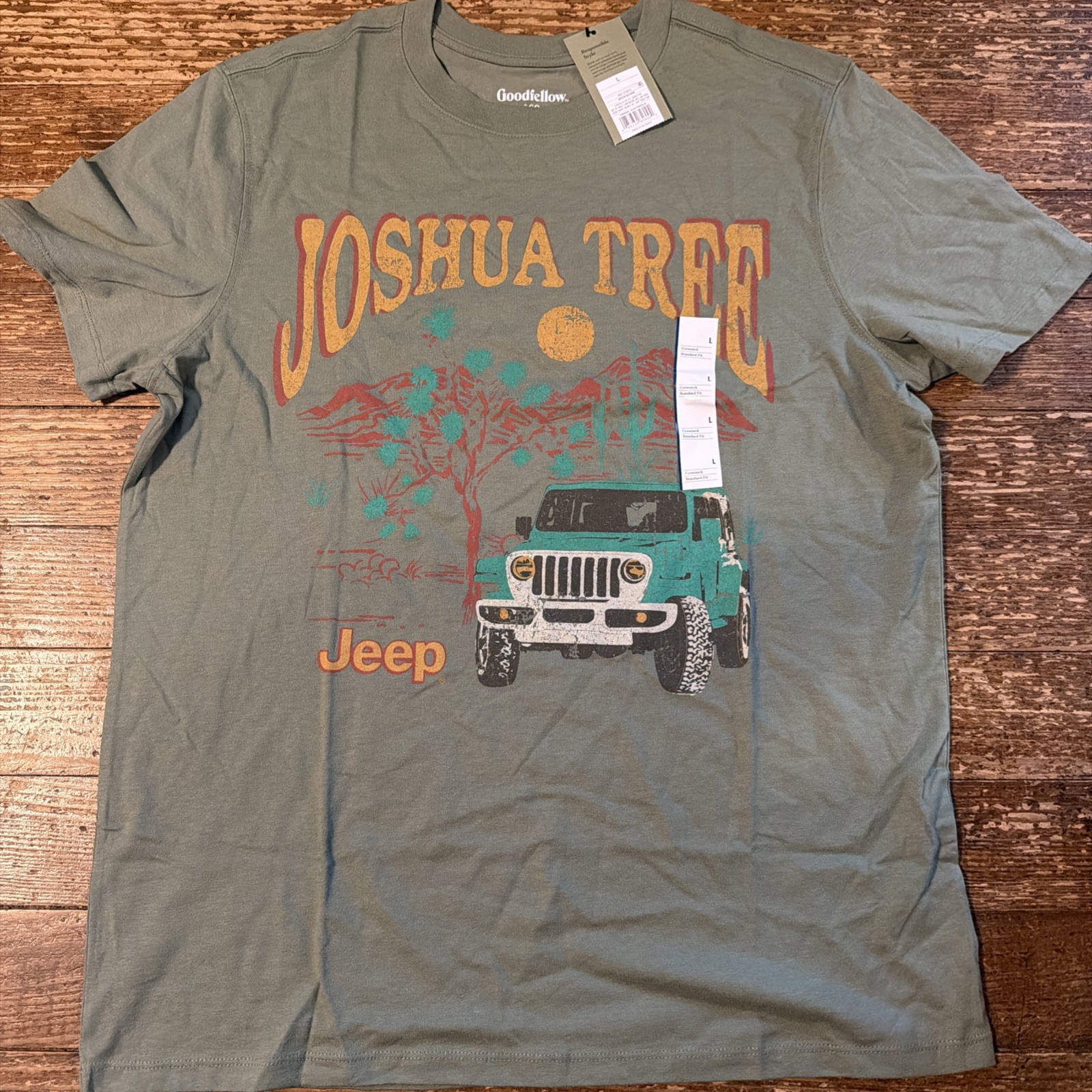 Goodfellow & Co Jeep Green T Shirt Joshua Tree Cotton Blend Size Large