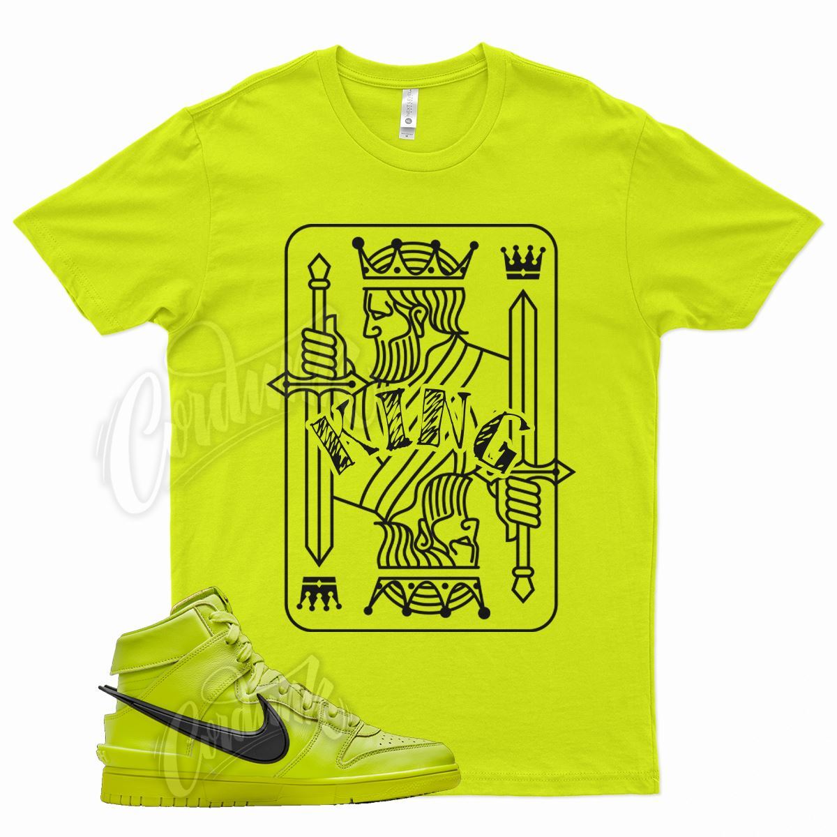 Yellow KING Shirt for Ambush N Dunk Atomic Green Flash Lime Neon Volt Tennis
