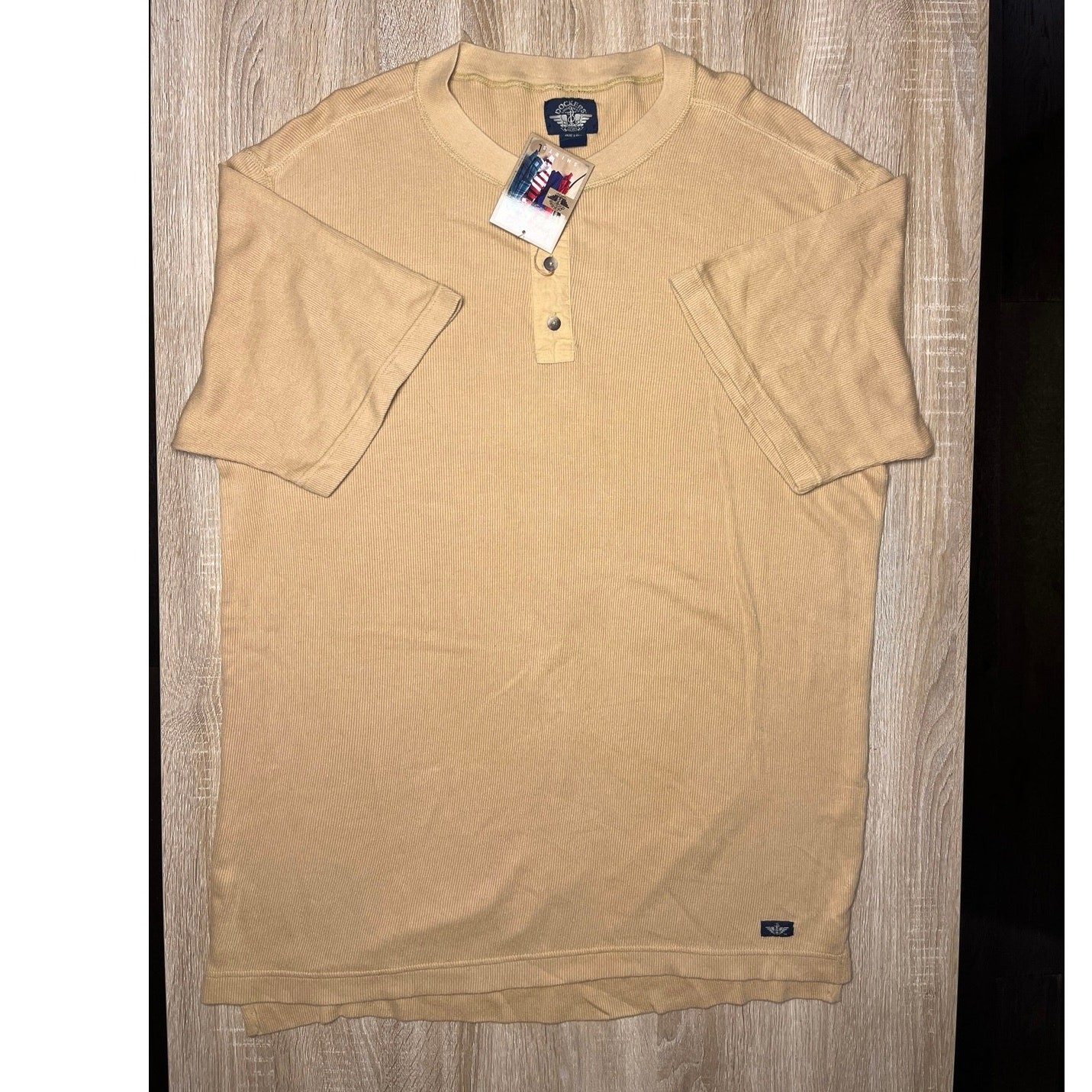 Dockers Henley Yellow Vintage Pullover TShirt Large NWT
