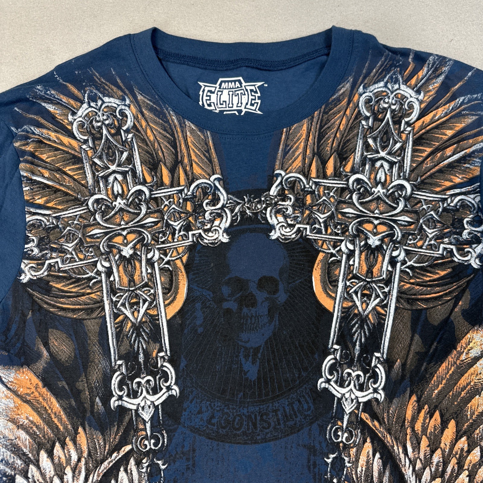 Vintage Y2K MMA Elite Thermal T Shirt Mens SIze Lace Long Sleeve Crewneck Skulls