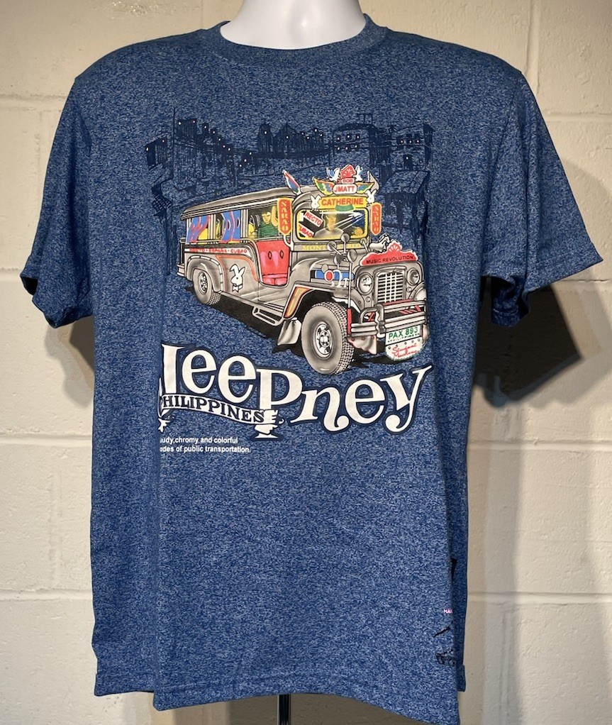 Vtg Dibuho Philippines Shirt Sz L Hand Painted Jeepney Souvenir Tee Y2K Style