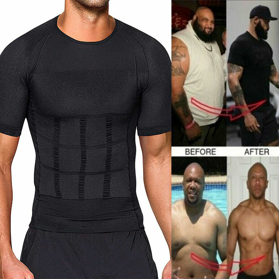 Men&rsquo;s Slimming Body Shaper Posture Corrector Vest Abdomen Compression Shirt Tops
