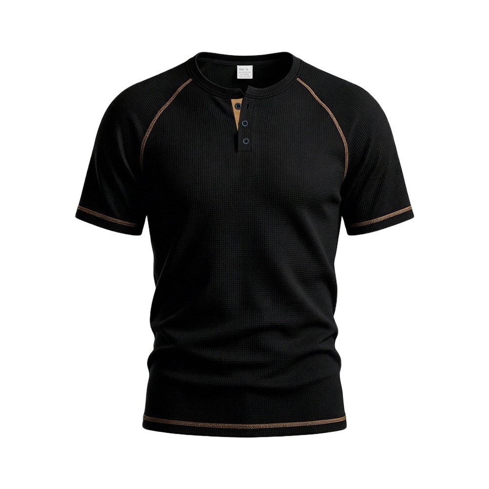 Men&rsquo;s T Shirt for Henry Collar Short Sleeve Summer Breathable Casual Wear