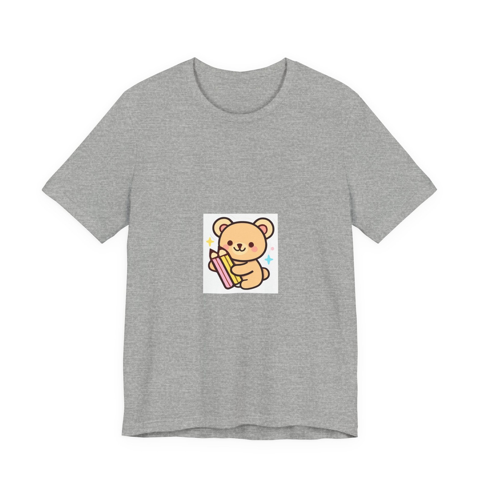 Cute Kawaii Bear Holding Pencil T-Shirt | School Supplies Tee