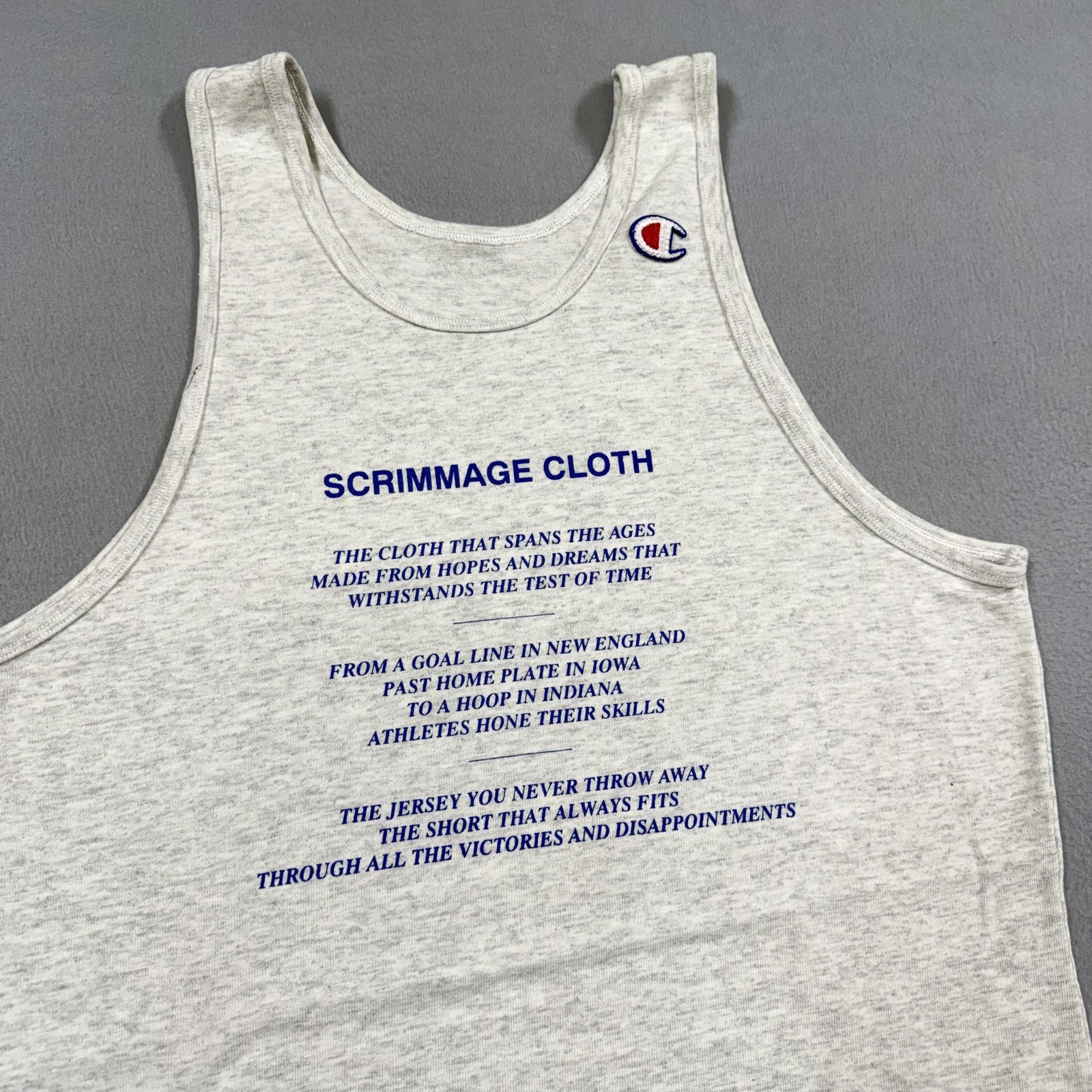 Vintage Champion Shirt Mens Large Gray Scrimmage Cloth Tank Top Jersey Made USA