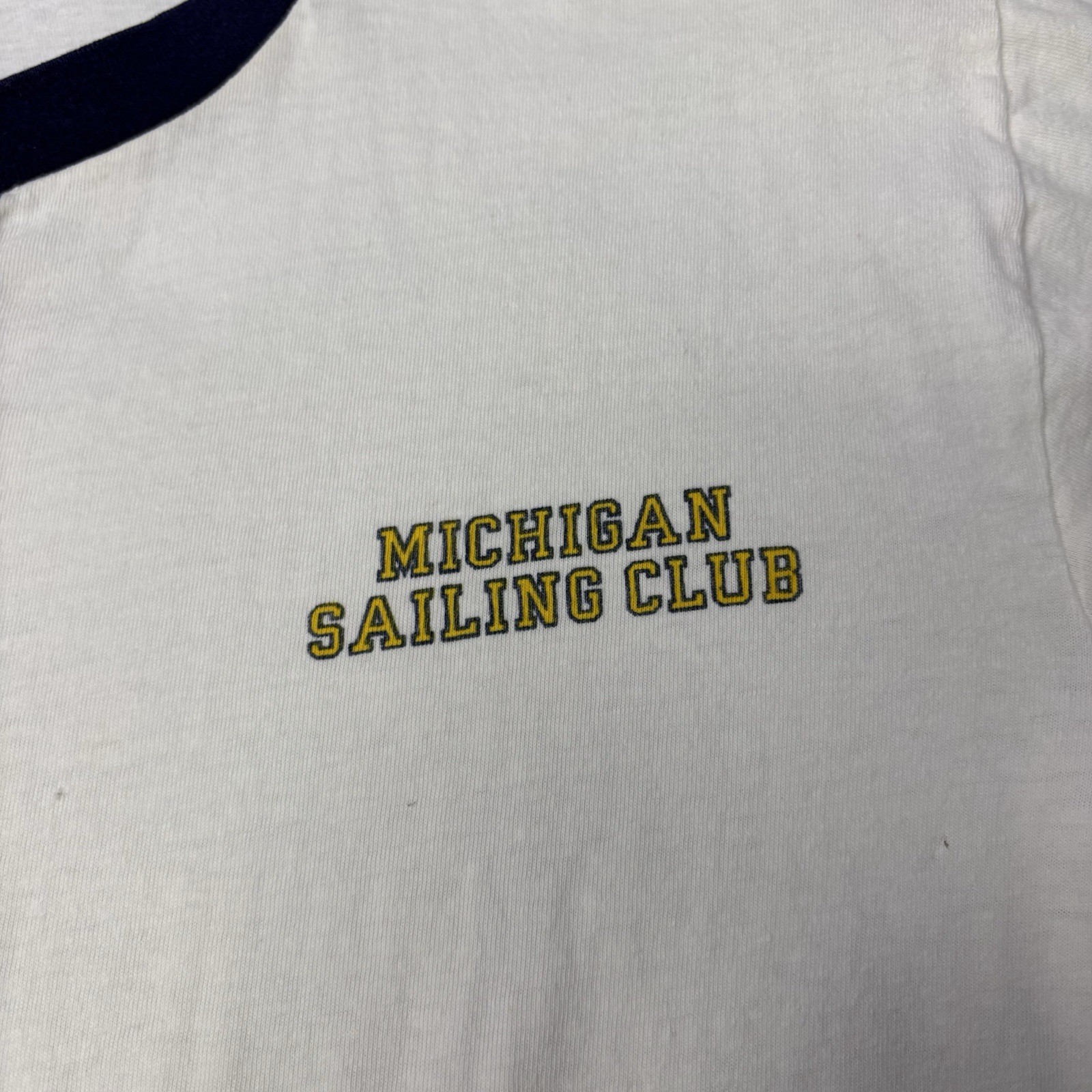 Vintage 60s 70s Michigan Sailing Team T Shirt Velva Sheen Sz Men’s L A19