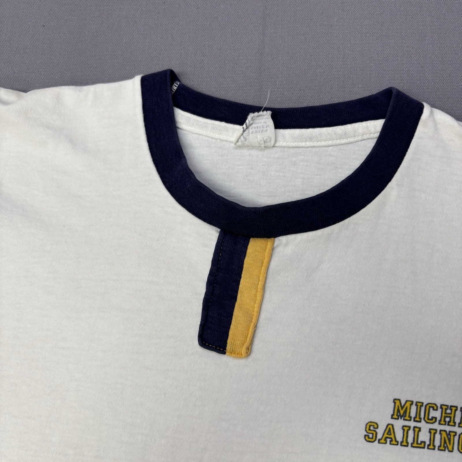 Vintage 60s 70s Michigan Sailing Team T Shirt Velva Sheen Sz Men’s L A19
