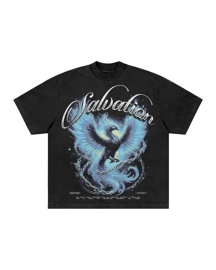 Men&rsquo;s Vintage Washed Graphic T-Shirt Phoenix Fire Print Gothic Streetwear Tee