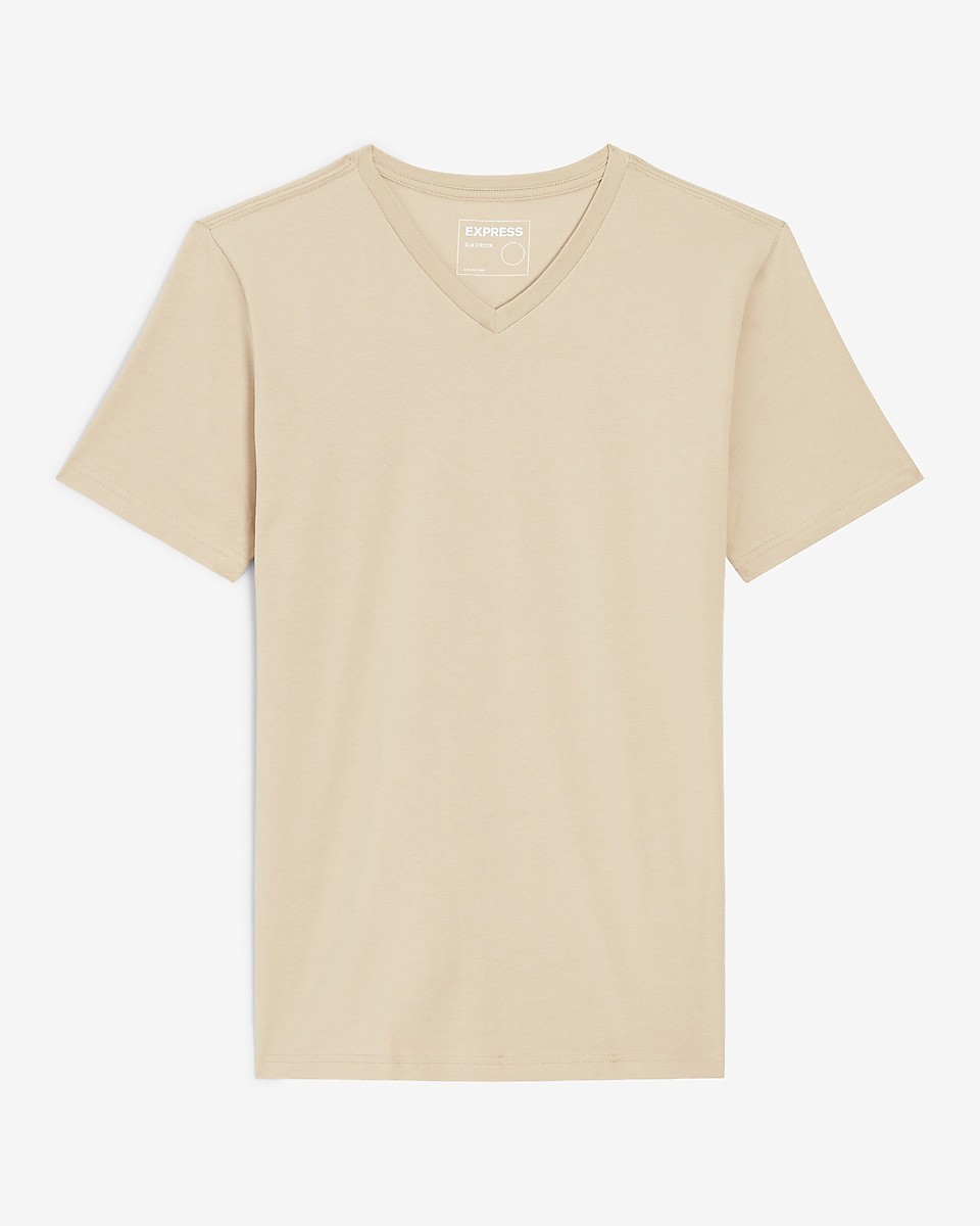 NWT – EXPRESS Men&rsquo;s 3 Pack Slim Stretch V-Neck Neck T-Shirts Sand Black White S