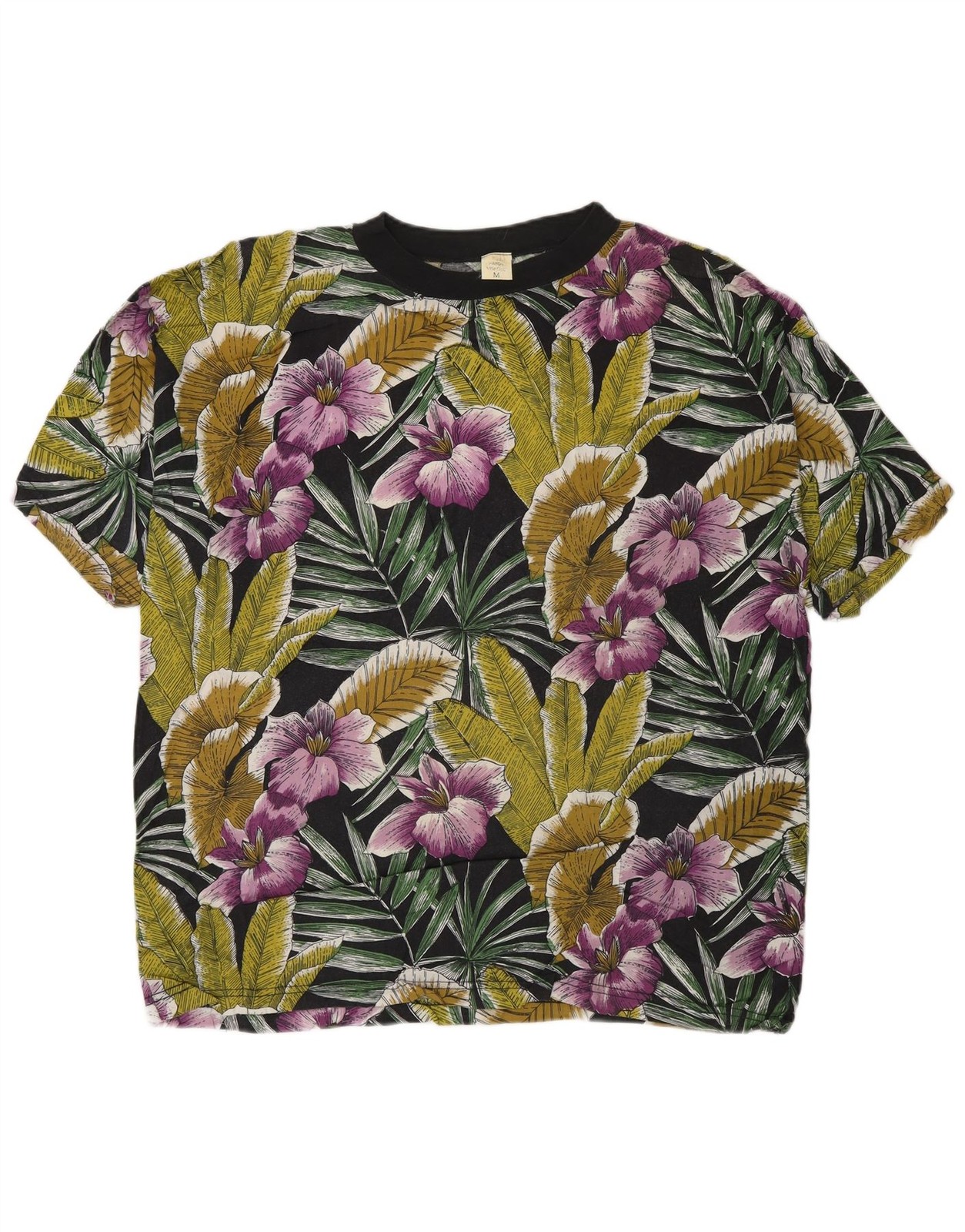 Vintage Mens T-Shirt Top Medium Multicoloured Floral Rayon AD14