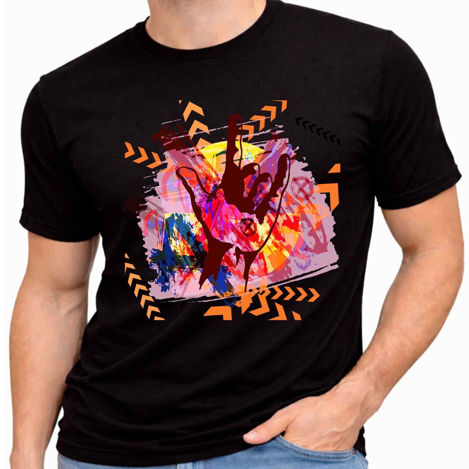 Abstract Hand Graphic T-Shirt Street Art Urban Streetwear Tee Modern Pop Art New