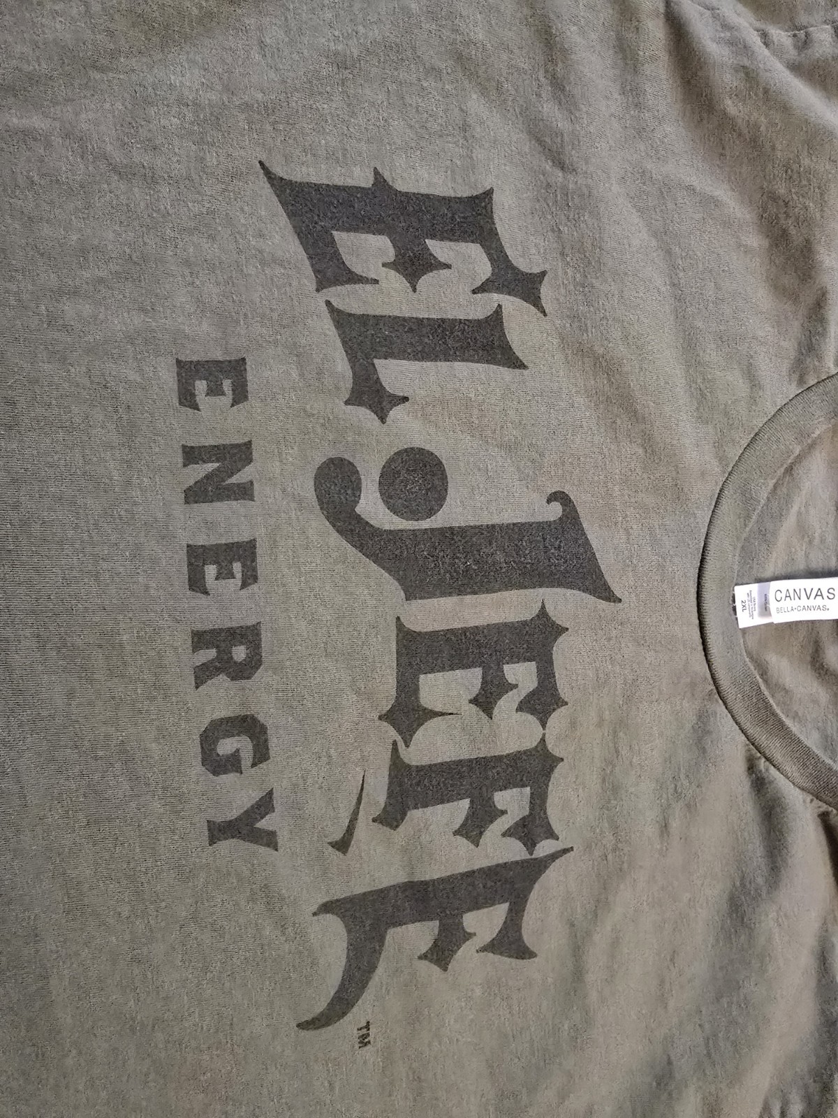 El Jeffe Energy T-Shirt 2XL Olive Green Bella Canvas Graphic Tee Soft Cotton