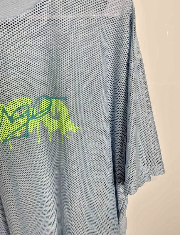 Hugo Boss Mesh Jersey Shirt Mens Size XXL Blue Neon Green Graphic Festival Beach