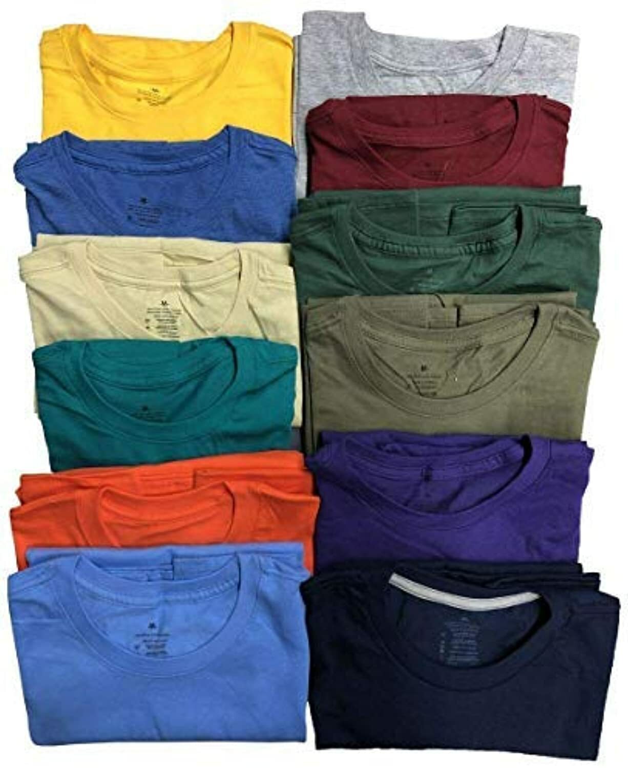 BILLIONHATS 24 Pack Mens Cotton Short Sleeve Lightweight T-Shirts, Mixed Colors