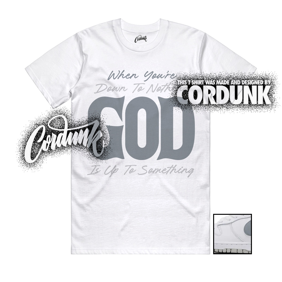 SB Dunk Low 94 White Metallic Silver Grey Fog T Shirt Match UTS