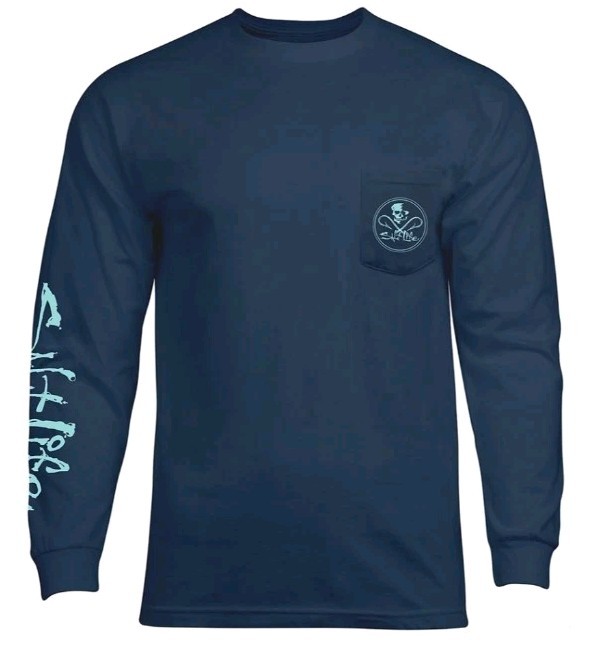 Salt life Long Sleeve, Skull and Hooks, Men&rsquo;s Graphic TShirt, Lg, XL, or 2XL