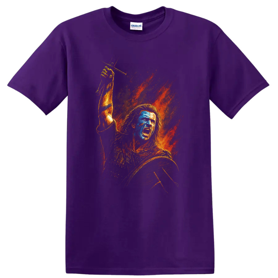 Braveheart T Shirt Warrior Battle Cry Sword Shield Tee Scottish Epic
