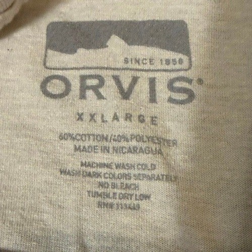 Orvis Mens XXL Oatmeal Heather Fishing Graphic T-Shirt Bass Lure Short Sleeve