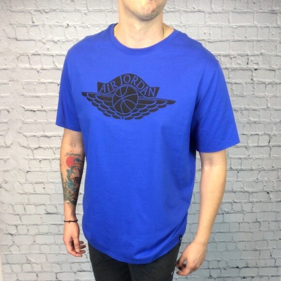 Nike Jordan Wings Logo T-Shirt Royal/Black Men&rsquo;s Large XL 2XL 3XL BNWT