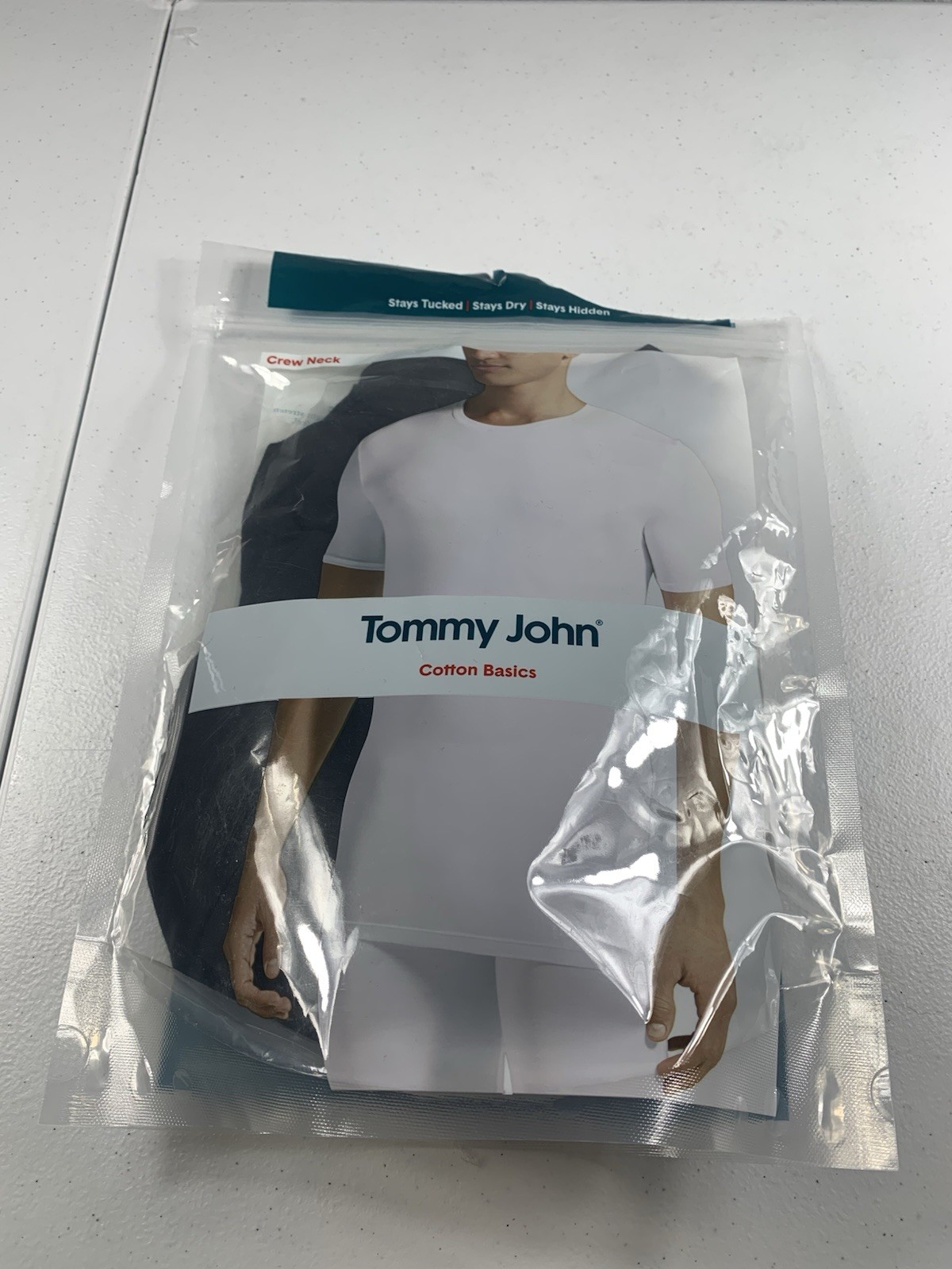 Tommy John Men&rsquo;s Crew Neck T Shirt Black Cotton Basics Small Pack of 2