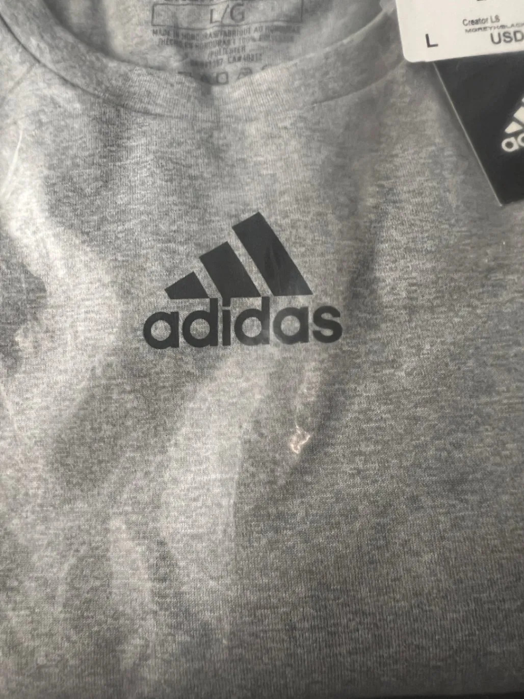 Adidas Creator Tee Grey LS Gray Large Long Sleeve T-Shirt Men’s Clothing