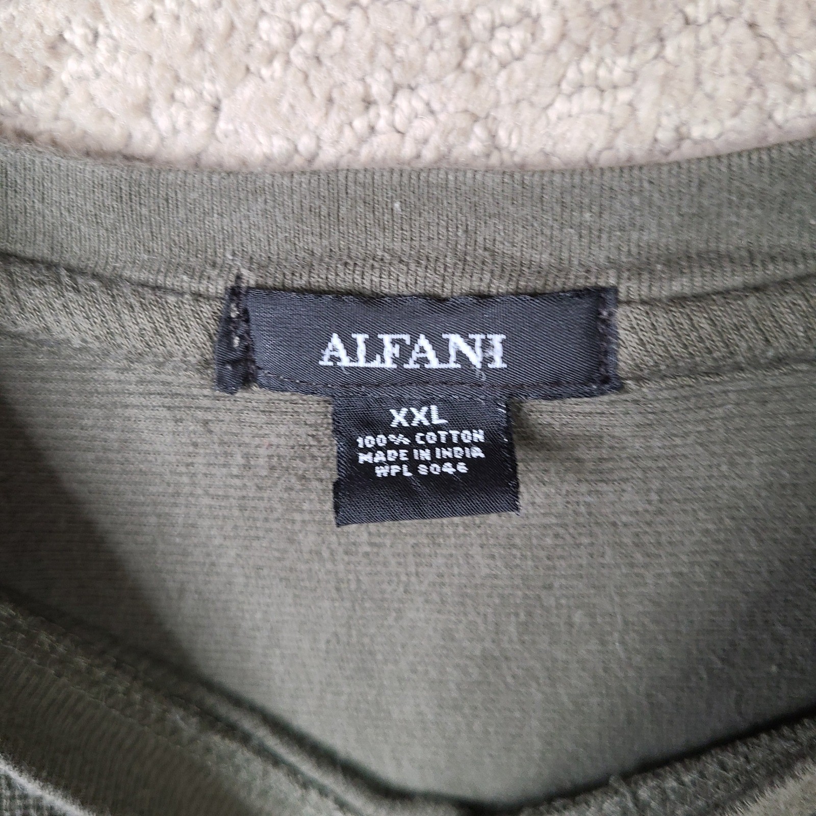 Alfani Shirt Mens XXL Green Graphic Pocket Thermal Long Sleeve Cotton Casual
