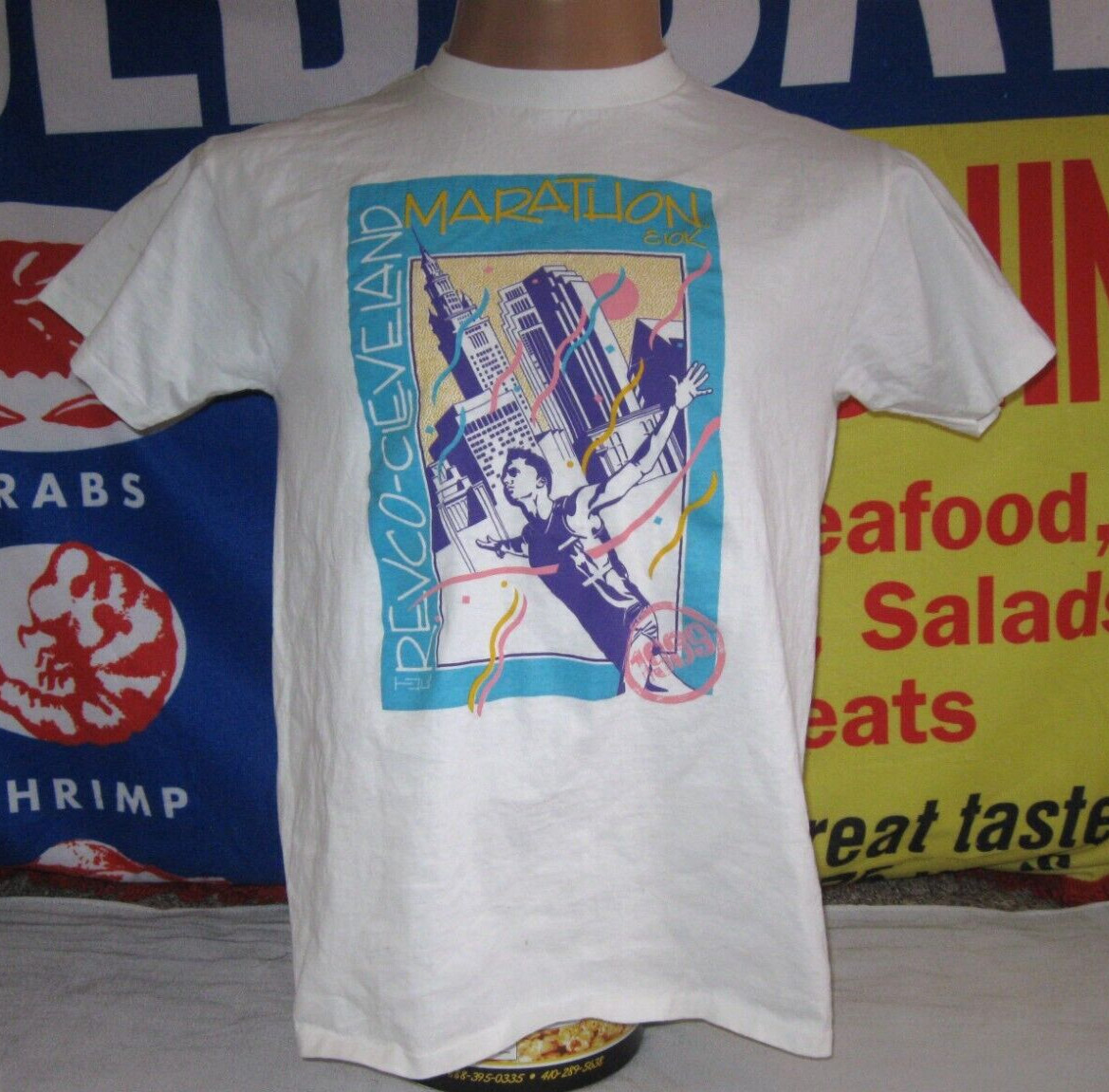 CLEVELAND MARATHON 1989 vintage T Shirt Men&rsquo;s Large The Land OFFICIAL RUNNING