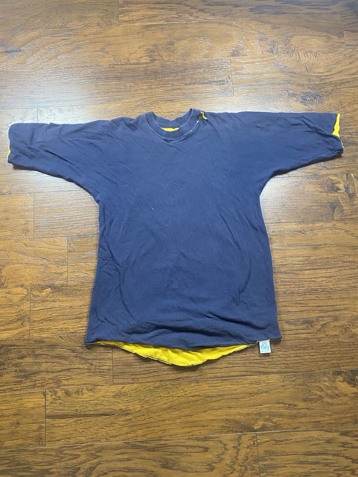 Vtg 80s Russell Reversible Shirt Navy/yellow Size XL Adult Thrashed Grunge