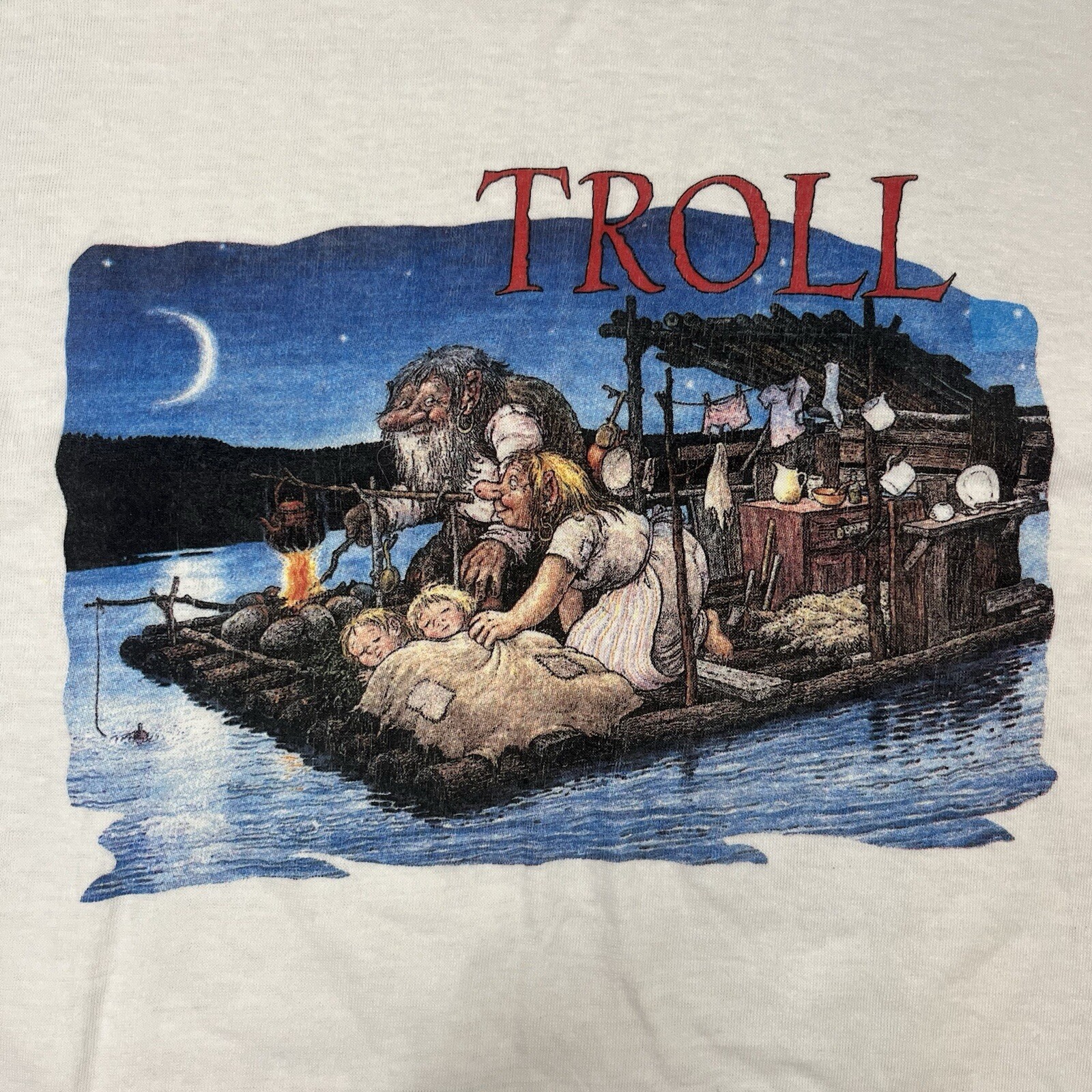 Vintage Trolls Norway Single Stitch T Shirt Mens Unisex XXL 46” Rolf Lidberg Art