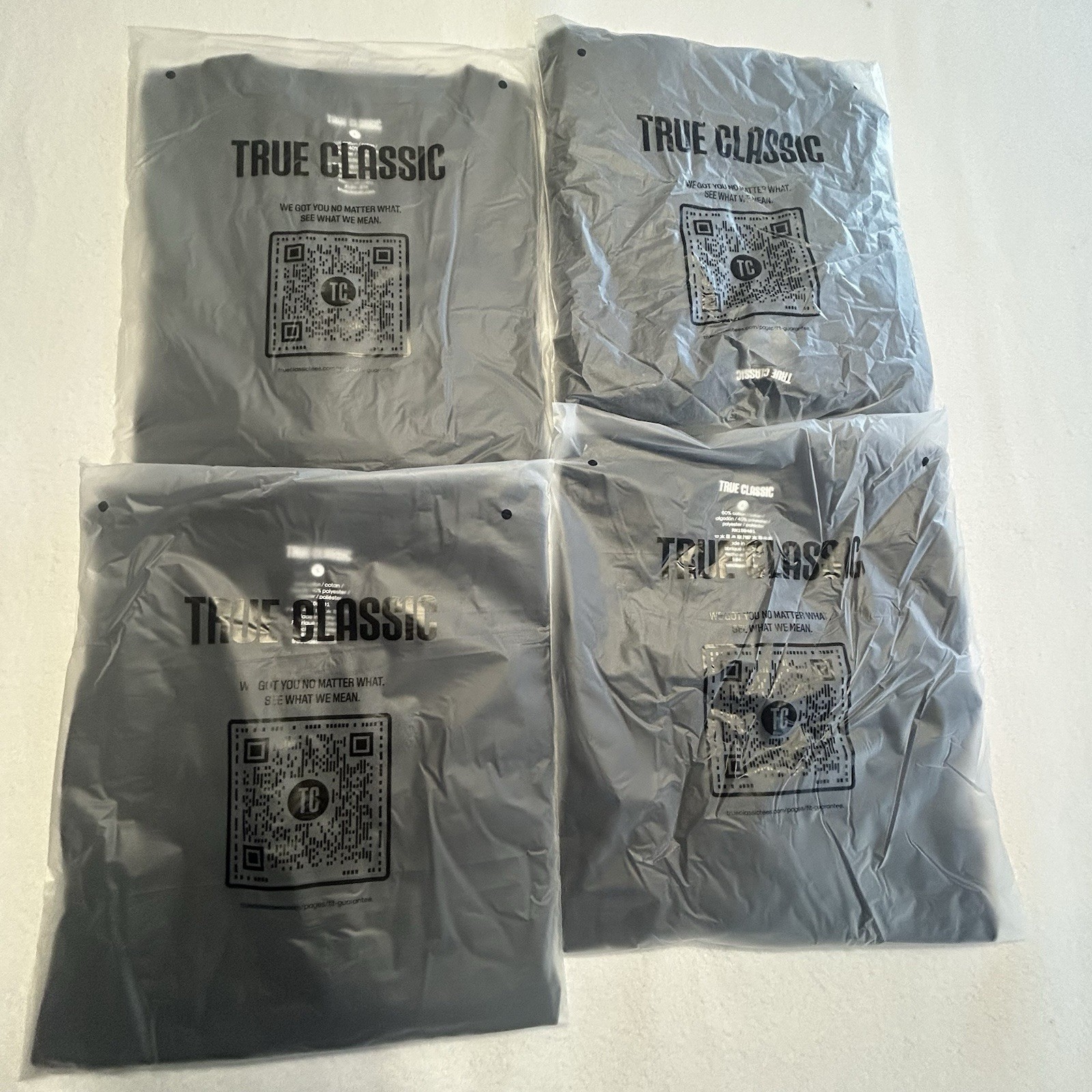 True Classic Men’s 4 Pack Of Shirts Navy Size L Crew Neck Short Sleeves