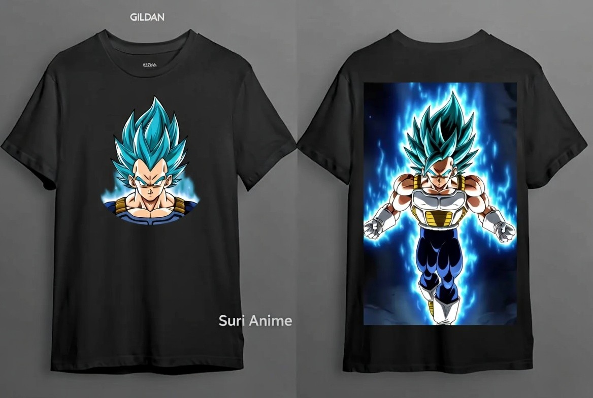 Black T-Shirt Vegeta Super Saiyan Blue Suri Anime Streetwea