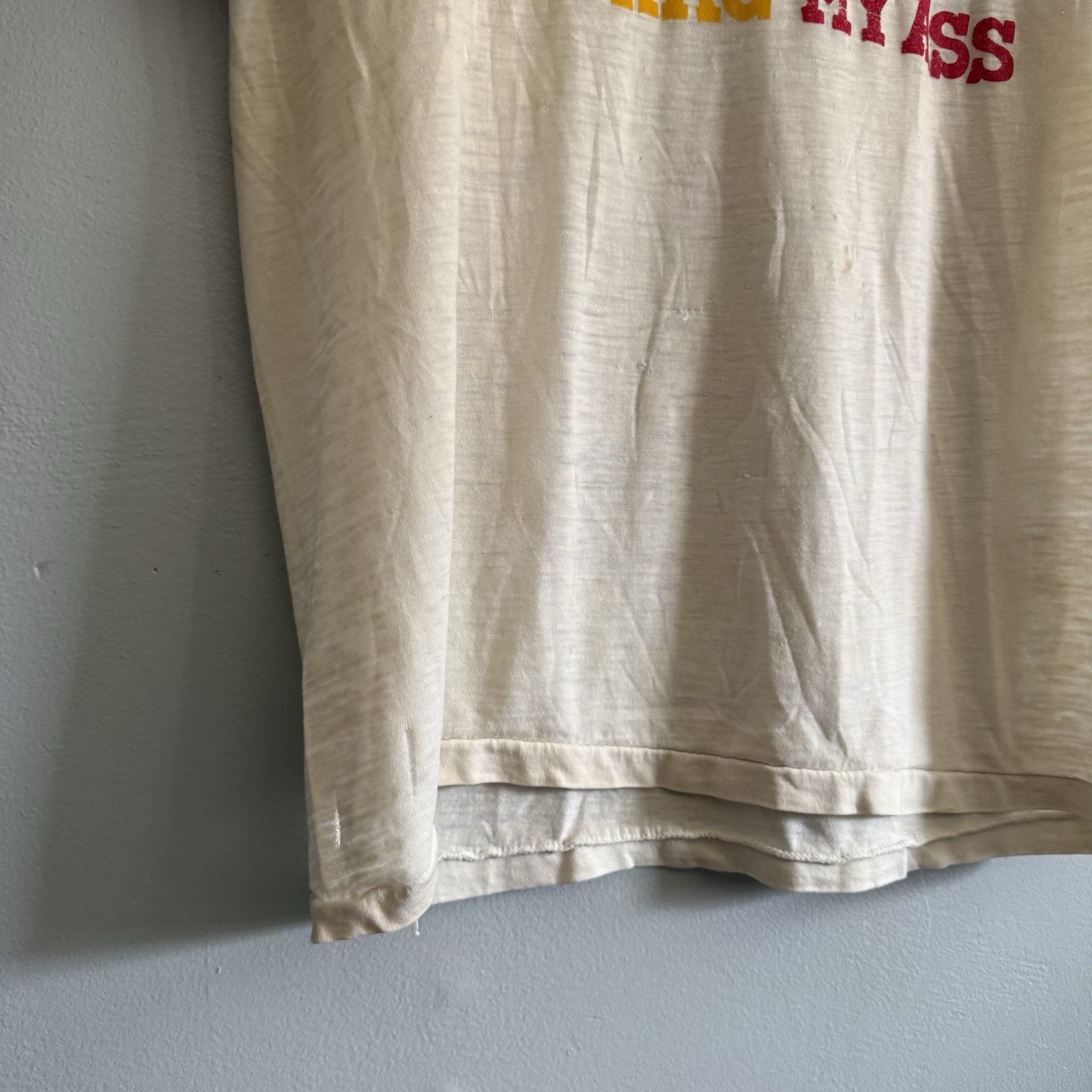 Vintage 50s 60s Paper Thin Novelty Character T-Shirt Distress Sz Mens L 21×27