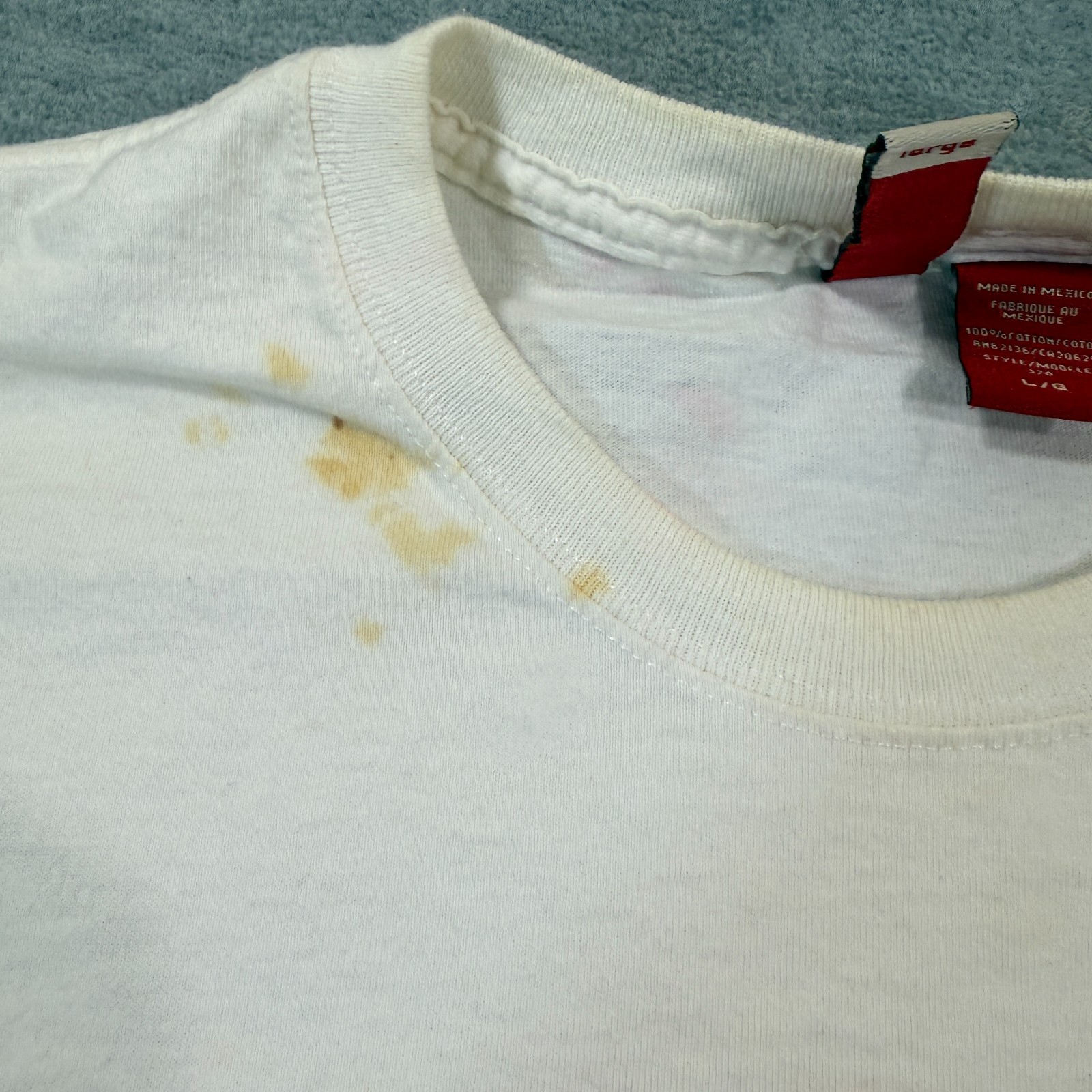 Guess T-Shirt Men Large White Short Sleeve Cotton Crew Neck Basic Logo 90s